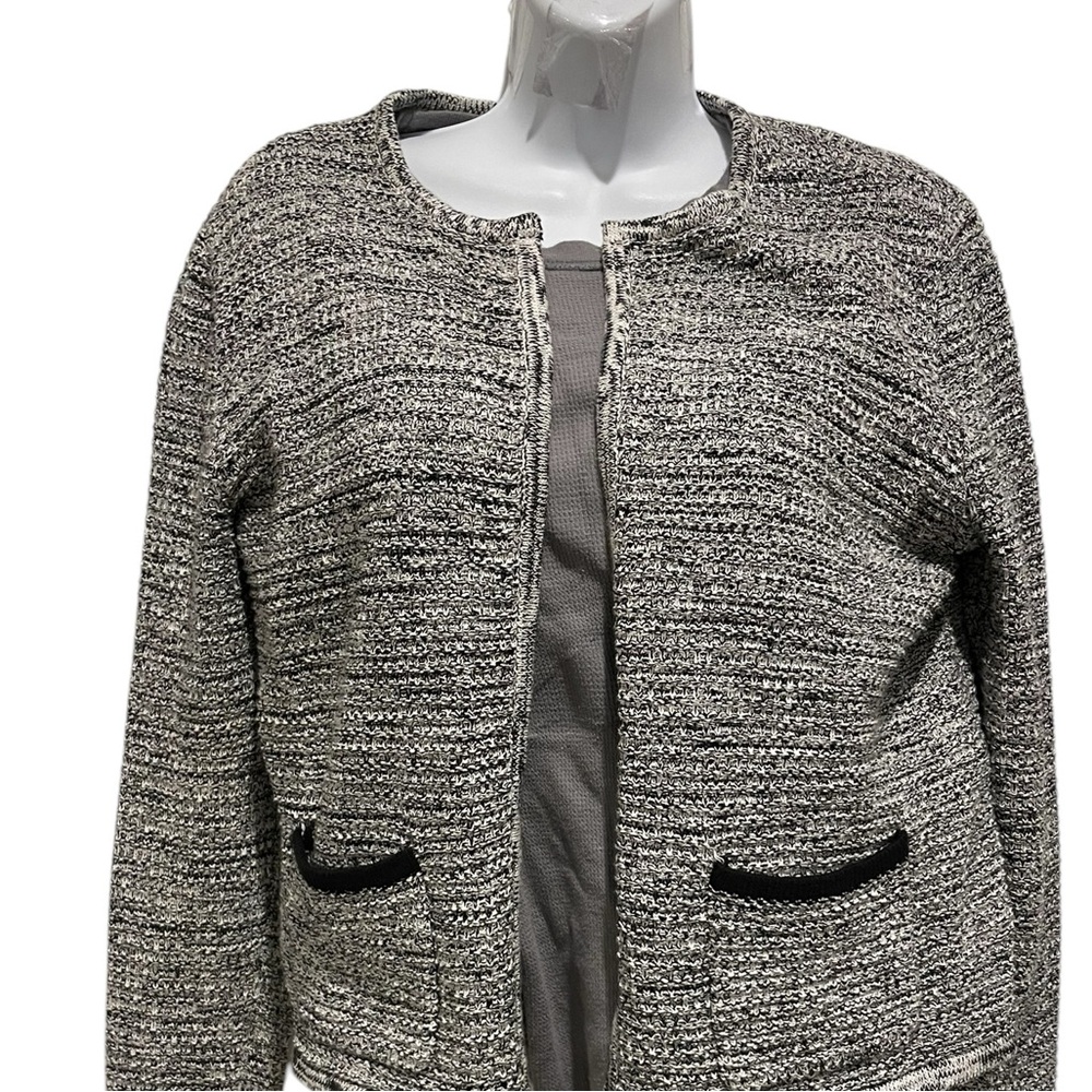 ANN TAYLOR FACTORY Womens Gray Marled Open Cardigan Size Medium